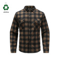 Recyclable male Rpet velveteen shirt checked print recyclable polyester velveteen shirt